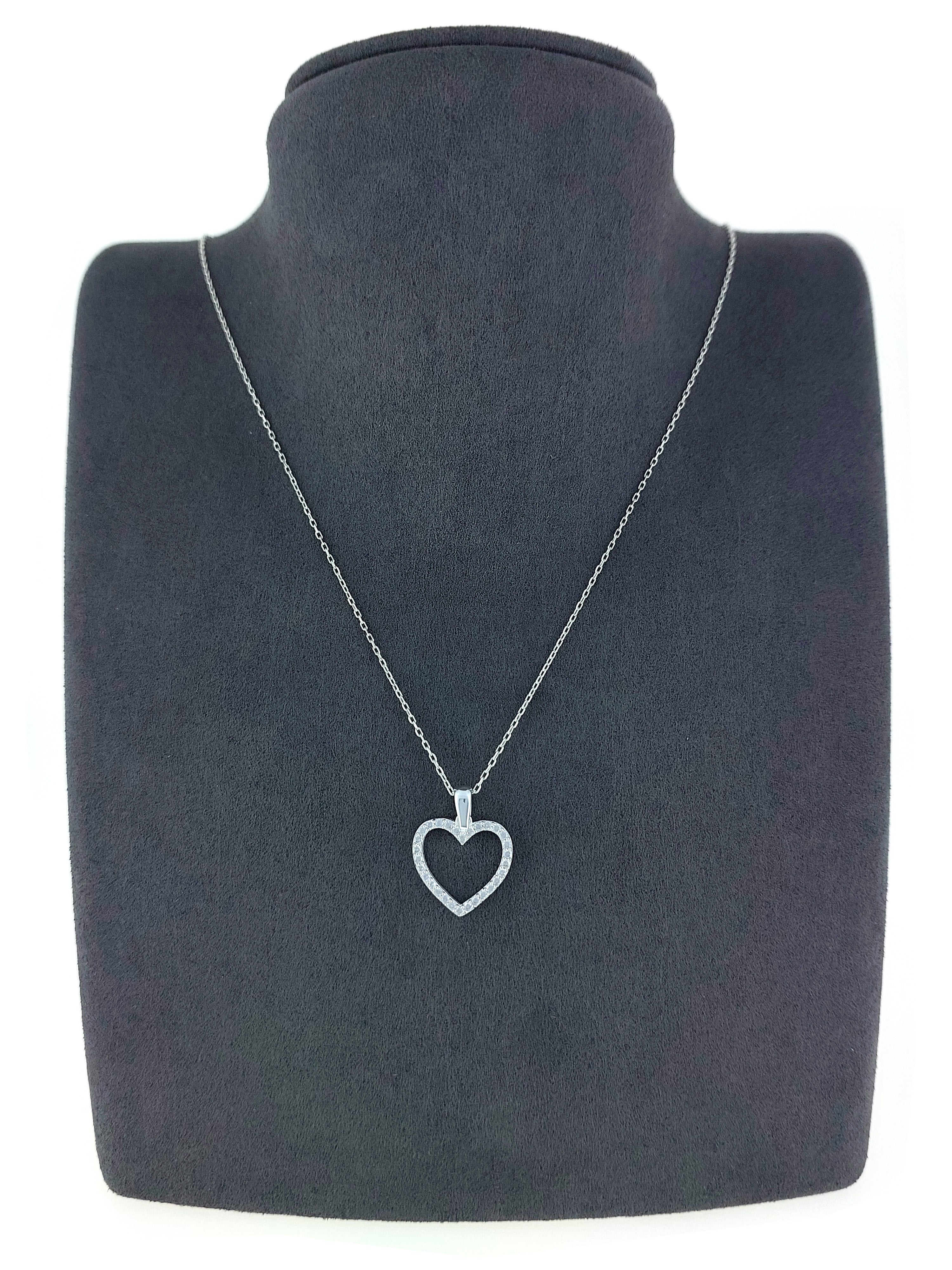 Gümüş Altın Yaldızlı Rose Renk 925 Ayar Gümüş Taşlı Kalp Kolye - www.xsilver.com.tr