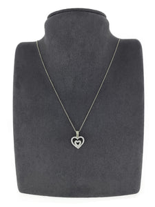 Gümüş Altın Yaldızlı Rose Renk 925 Ayar Gümüş Taşlı İç İçe 2 Kalpli Kolye - www.xsilver.com.tr