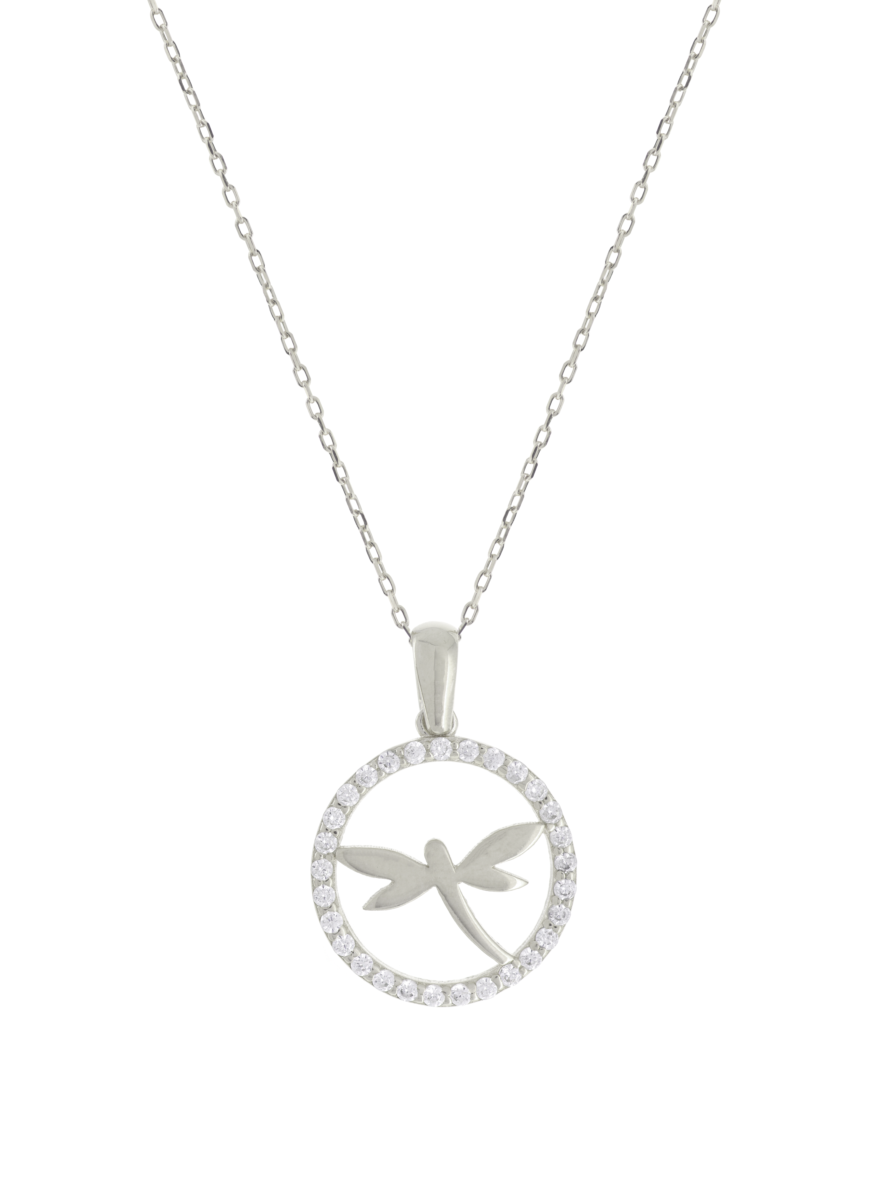 Gümüş Altın Yaldızlı Rose Renk 925 Ayar Gümüş Taşlı Daire İçerisinde Yusufçuk Kolye - www.xsilver.com.tr