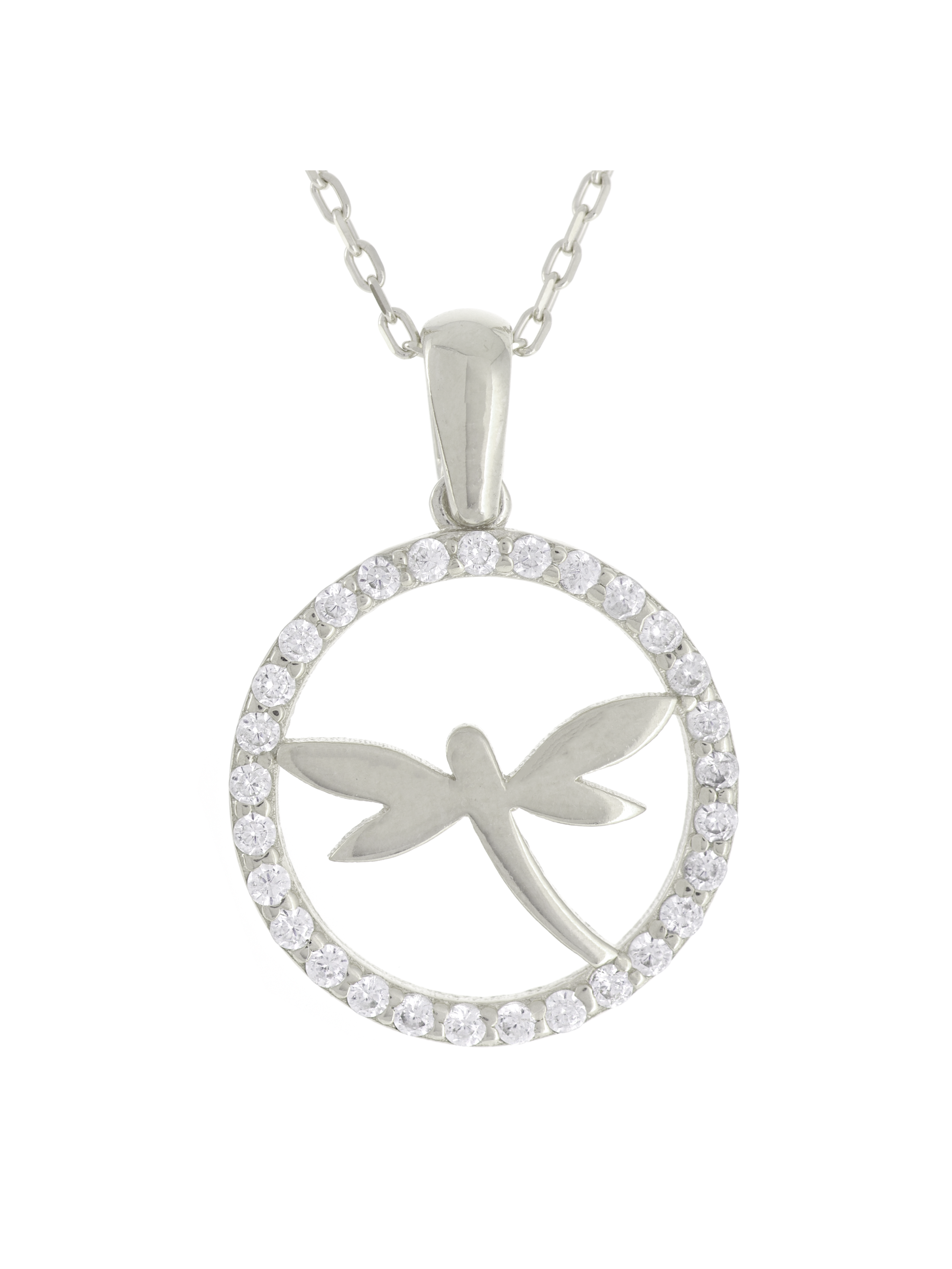 Gümüş Altın Yaldızlı Rose Renk 925 Ayar Gümüş Taşlı Daire İçerisinde Yusufçuk Kolye - www.xsilver.com.tr