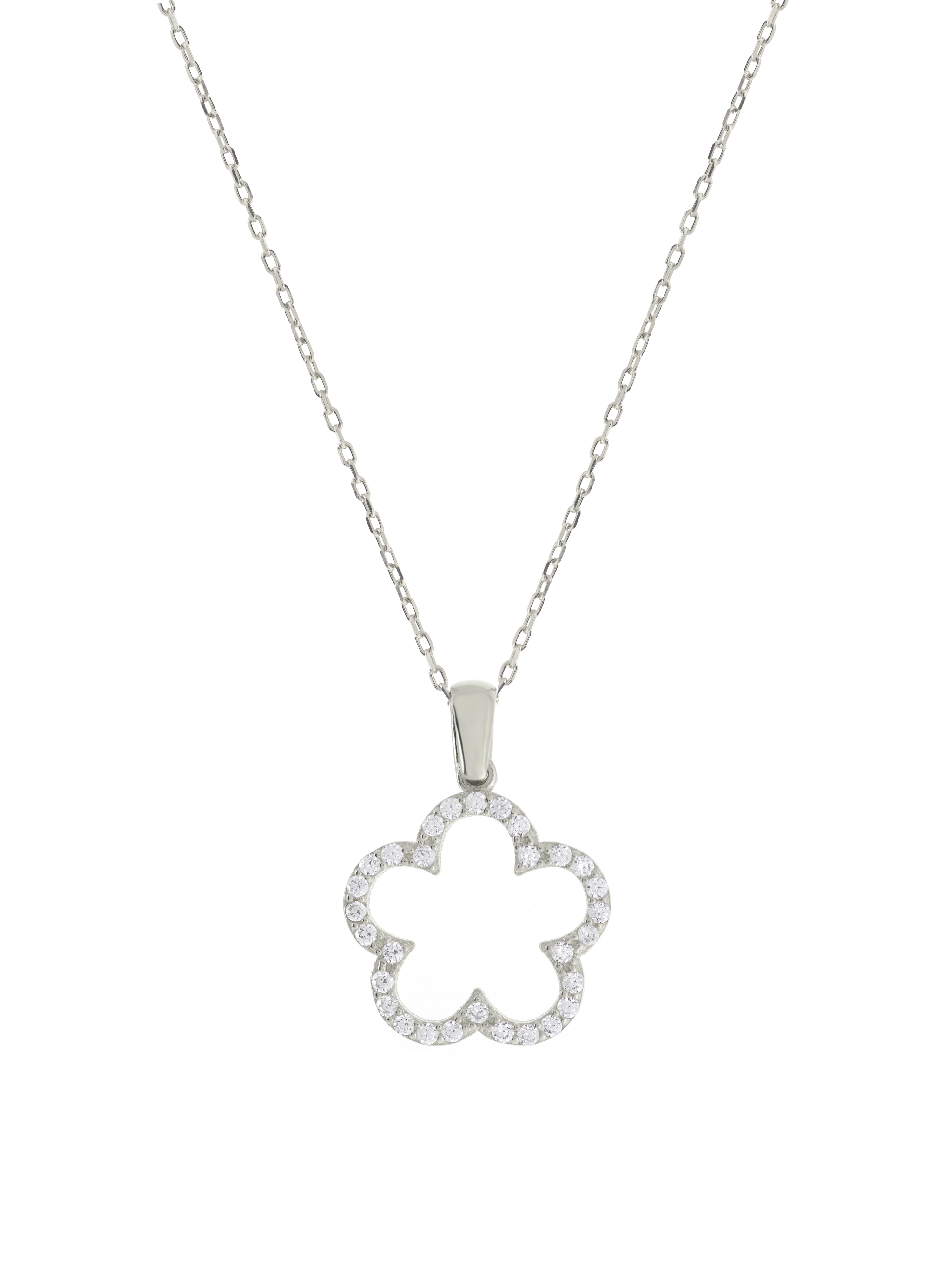 Gümüş Altın Yaldızlı Rose Renk 925 Ayar Gümüş Taşlı Papatya Kolye - www.xsilver.com.tr