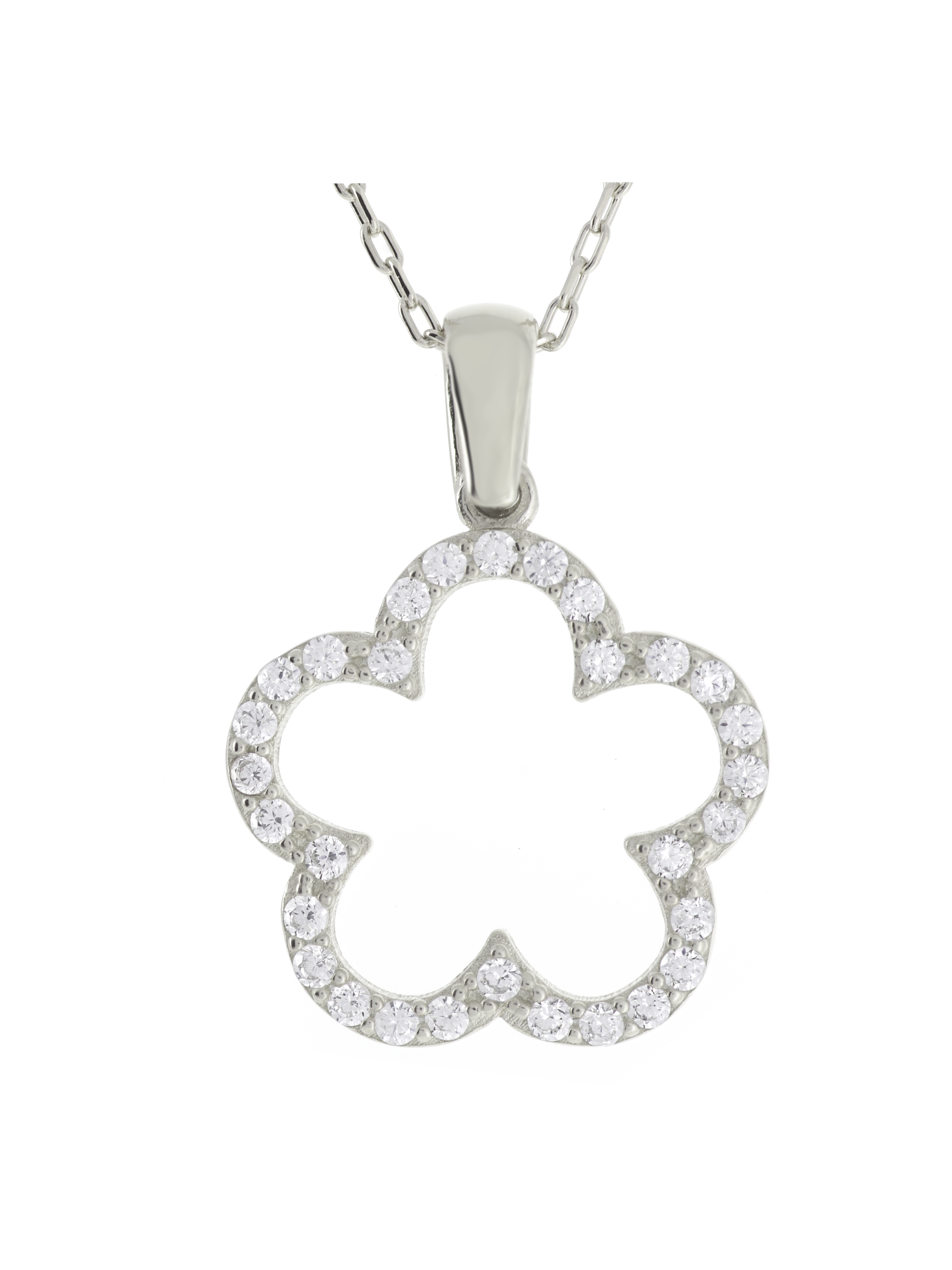 Gümüş Altın Yaldızlı Rose Renk 925 Ayar Gümüş Taşlı Papatya Kolye - www.xsilver.com.tr