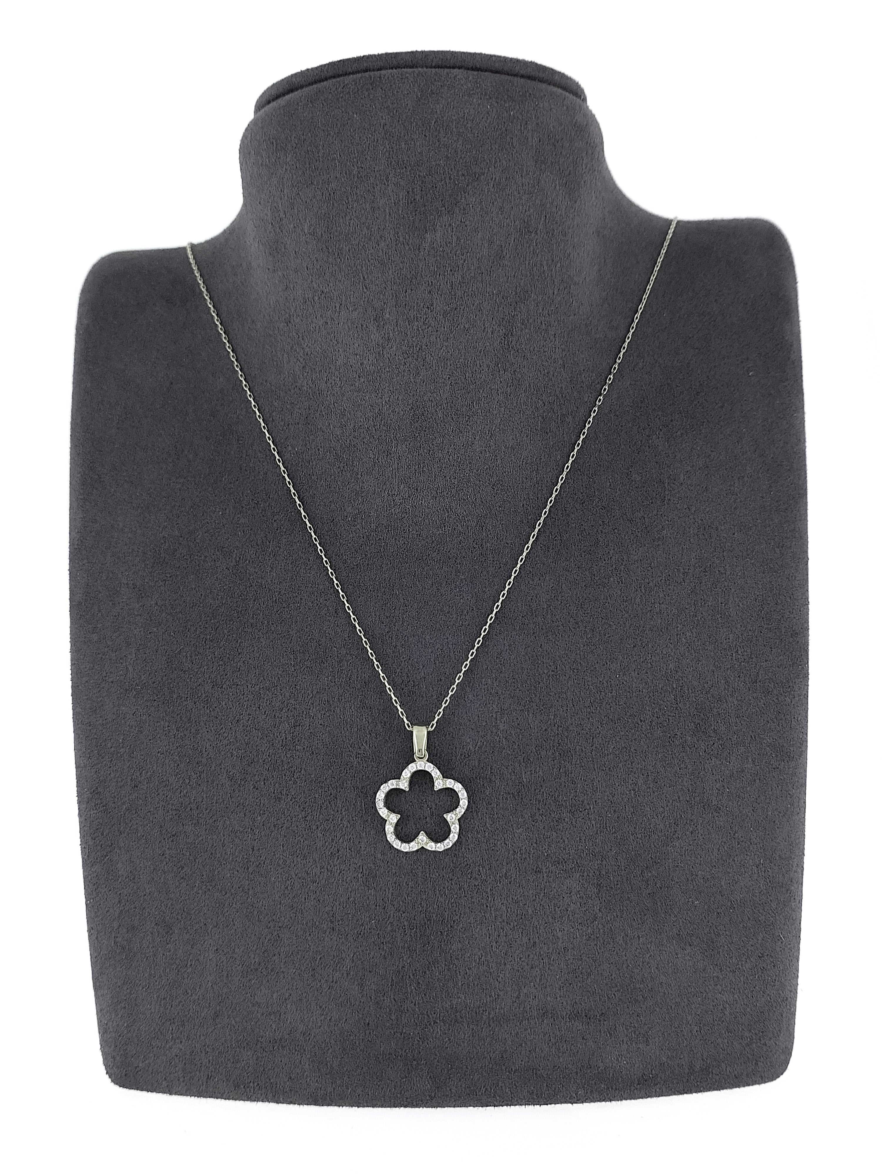 Gümüş Altın Yaldızlı Rose Renk 925 Ayar Gümüş Taşlı Papatya Kolye - www.xsilver.com.tr