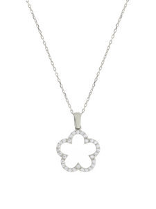 Gümüş Altın Yaldızlı Rose Renk 925 Ayar Gümüş Taşlı Papatya Kolye - www.xsilver.com.tr