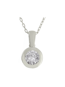 Gümüş Altın Yaldızlı Rose Renk 925 Ayar Gümüş 6mm Tek Taş Kolye - www.xsilver.com.tr