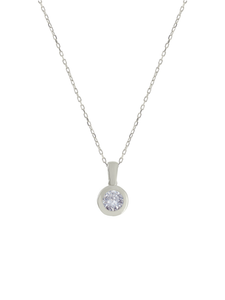 Gümüş Altın Yaldızlı Rose Renk 925 Ayar Gümüş 6mm Tek Taş Kolye - www.xsilver.com.tr