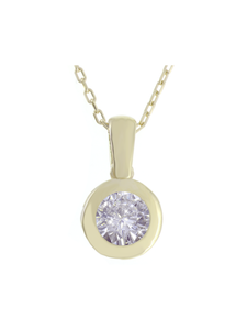 Gümüş Altın Yaldızlı Rose Renk 925 Ayar Gümüş 6mm Tek Taş Kolye - www.xsilver.com.tr