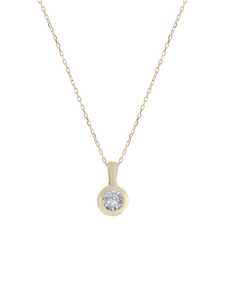 Gümüş Altın Yaldızlı Rose Renk 925 Ayar Gümüş 6mm Tek Taş Kolye - www.xsilver.com.tr