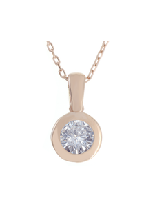 Gümüş Altın Yaldızlı Rose Renk 925 Ayar Gümüş 6mm Tek Taş Kolye - www.xsilver.com.tr
