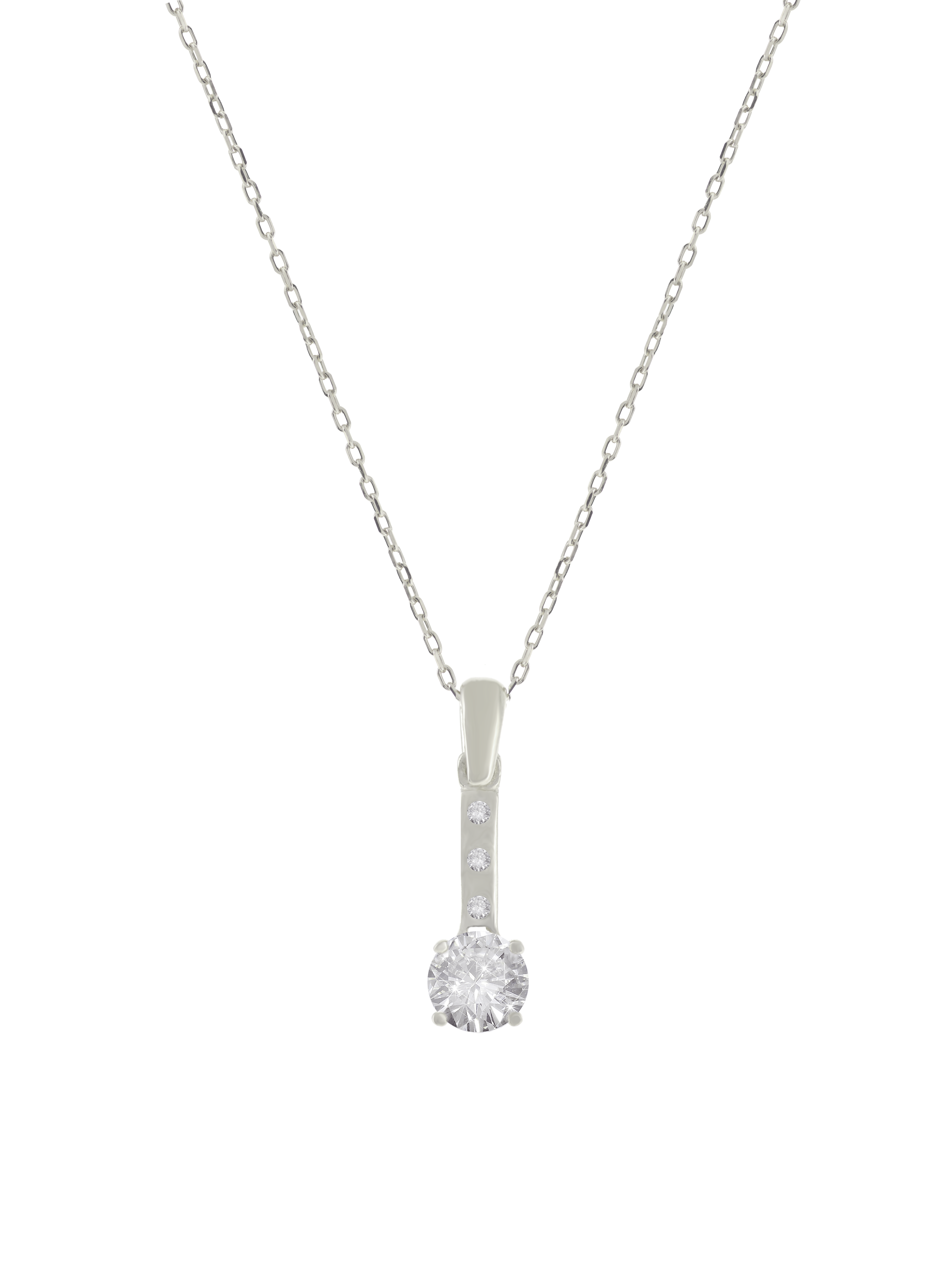 Gümüş Altın Yaldızlı Rose Renk 925 Ayar Gümüş Taşlı Tek Taş Kolye - www.xsilver.com.tr