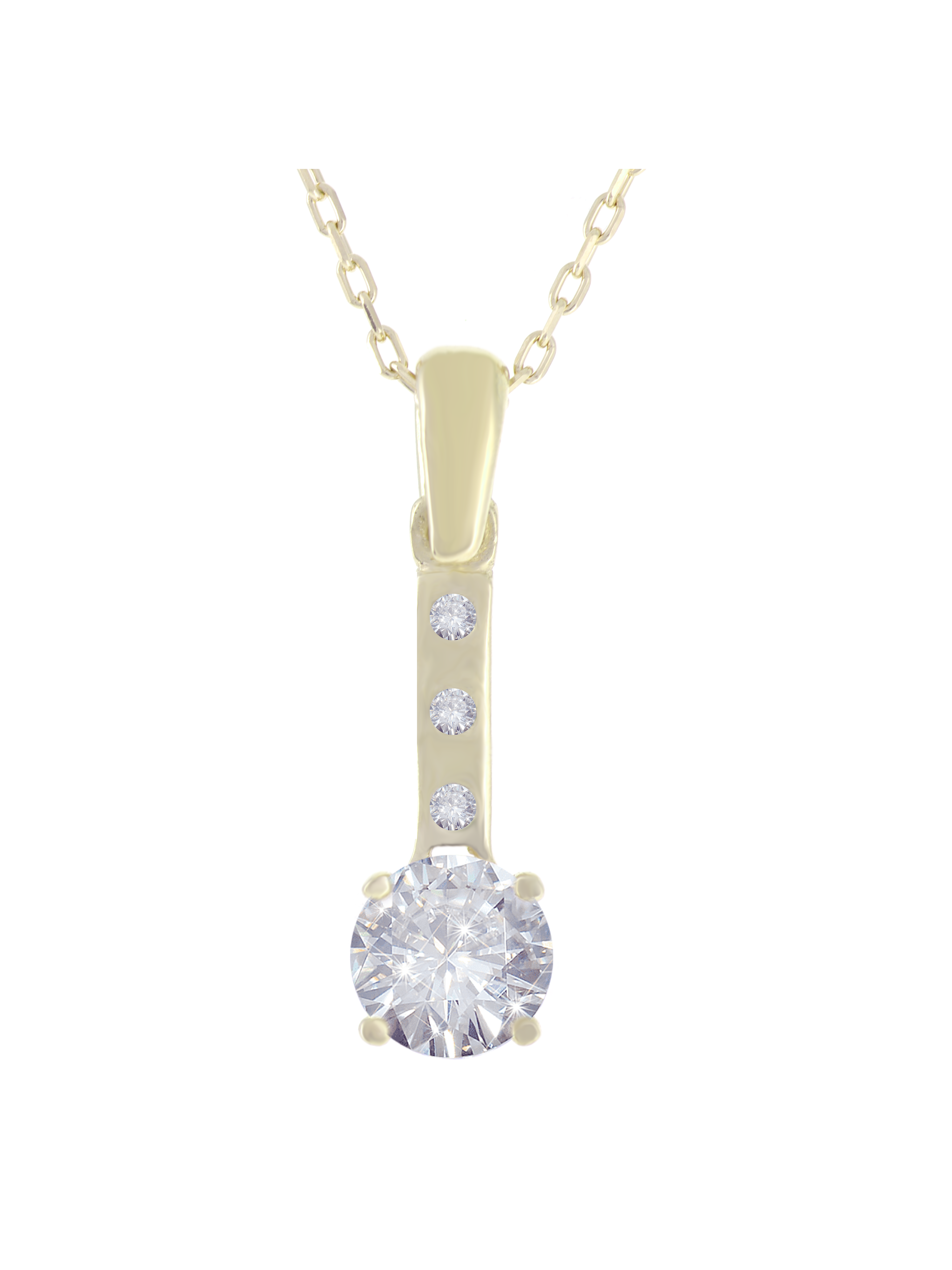 Gümüş Altın Yaldızlı Rose Renk 925 Ayar Gümüş Taşlı Tek Taş Kolye - www.xsilver.com.tr