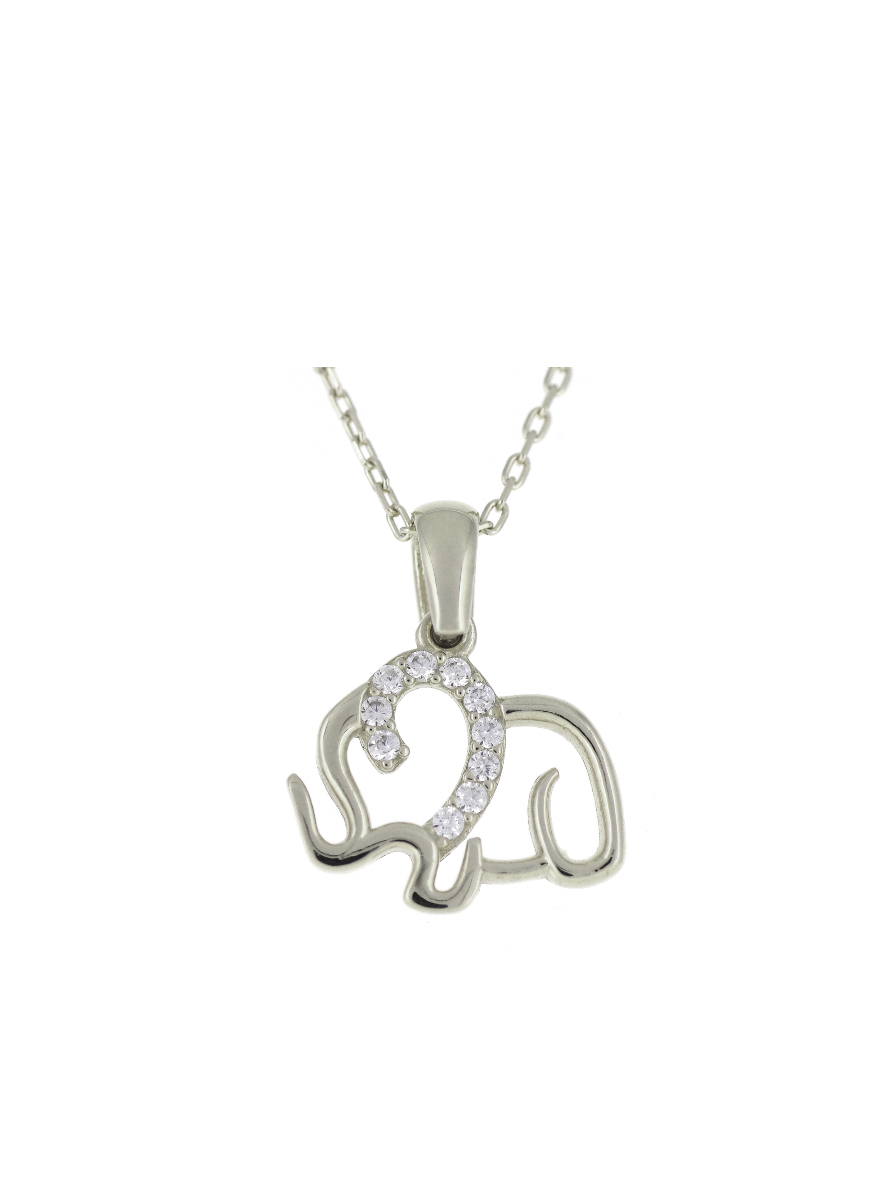 Gümüş Altın Yaldızlı Rose Renk 925 Ayar Gümüş Taşlı Fil Kolye - www.xsilver.com.tr