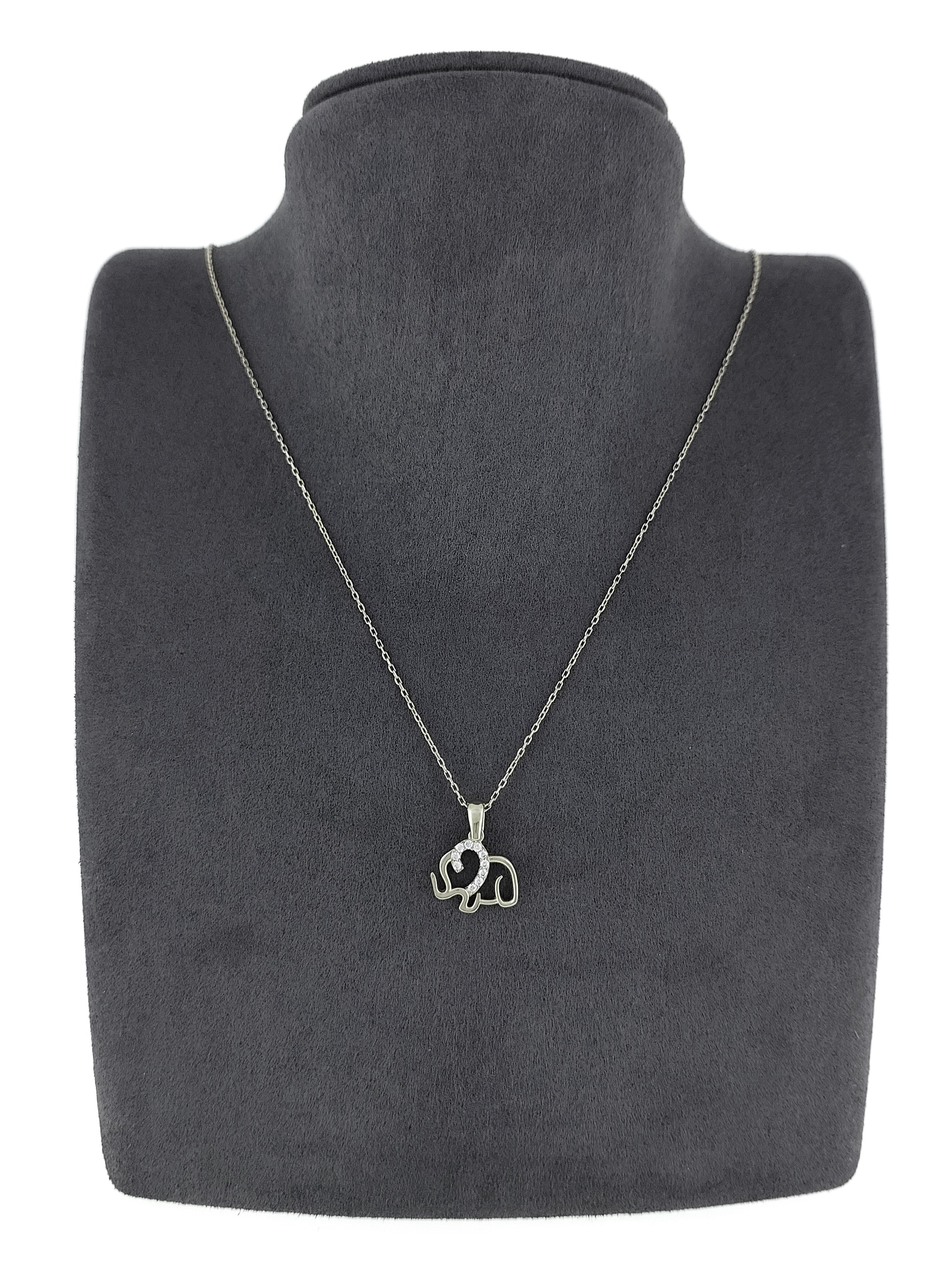 Gümüş Altın Yaldızlı Rose Renk 925 Ayar Gümüş Taşlı Fil Kolye - www.xsilver.com.tr