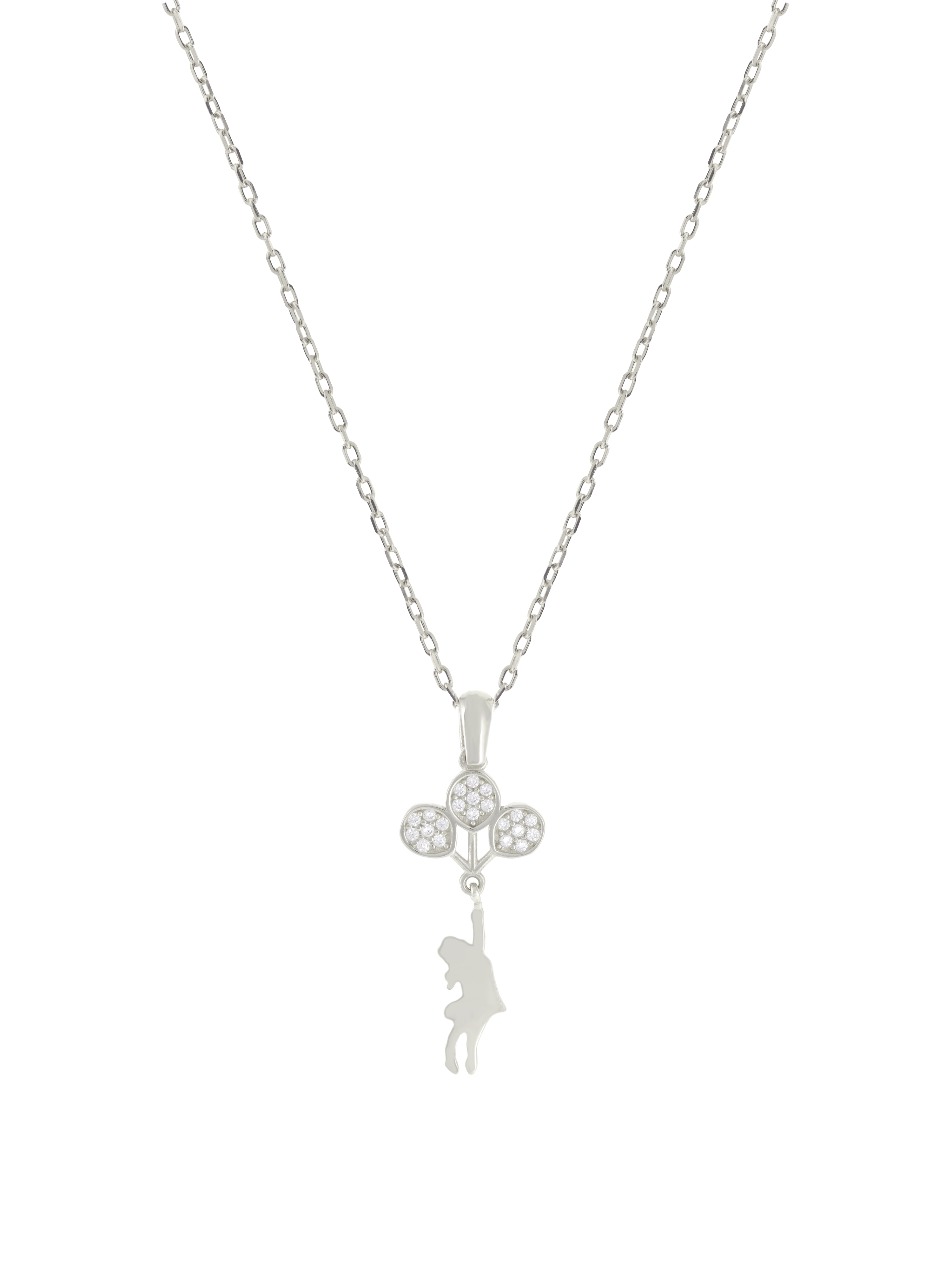 Gümüş Altın Yaldızlı Rose Renk 925 Ayar Gümüş Taşlı Balonlu Kız Kolye - www.xsilver.com.tr