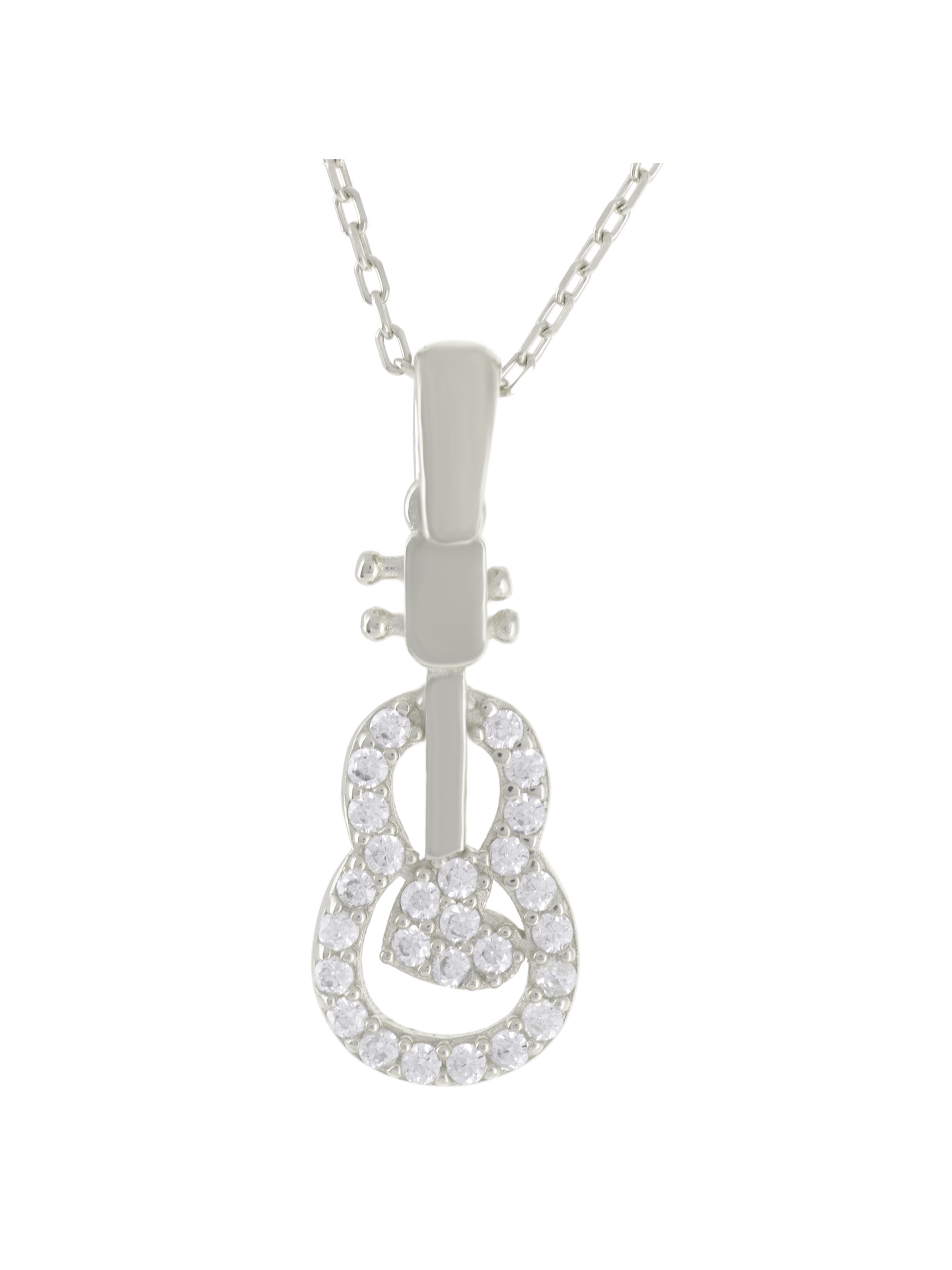 Gümüş Altın Yaldızlı Rose Renk 925 Ayar Gümüş Taşlı Gitar Kolye - www.xsilver.com.tr