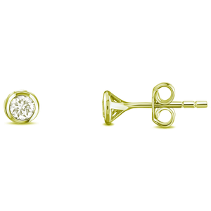 Gümüş Altın Yaldızlı Zirkon Taşlı Pırlanta Montürlü Tek Taş Küpe - www.xsilver.com.tr