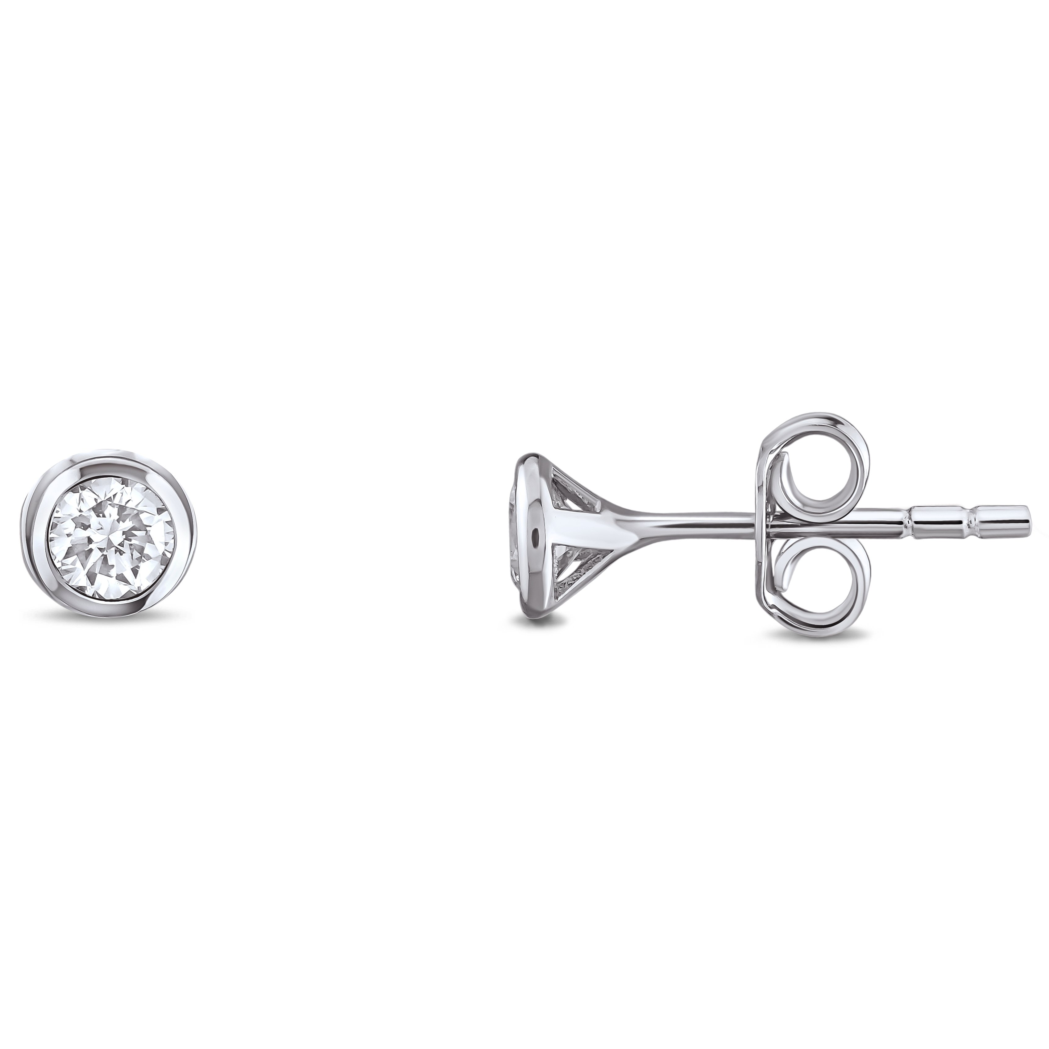 Gümüş Rodyumlu Zirkon Taşlı Pırlanta Montürlü Tek Taş Küpe - www.xsilver.com.tr