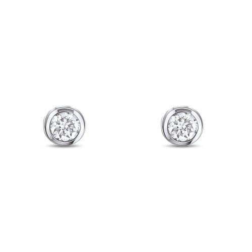Gümüş Rodyumlu Zirkon Taşlı Pırlanta Montürlü Tek Taş Küpe - www.xsilver.com.tr