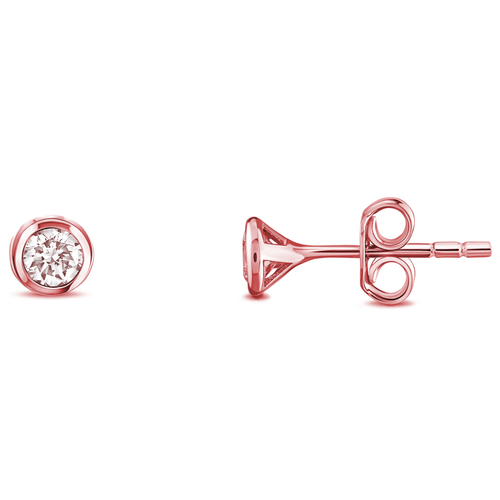 Gümüş Rose Zirkon Taşlı Pırlanta Montürlü Tek Taş Küpe - www.xsilver.com.tr