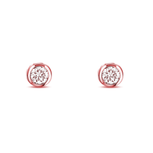 Gümüş Rose Zirkon Taşlı Pırlanta Montürlü Tek Taş Küpe - www.xsilver.com.tr